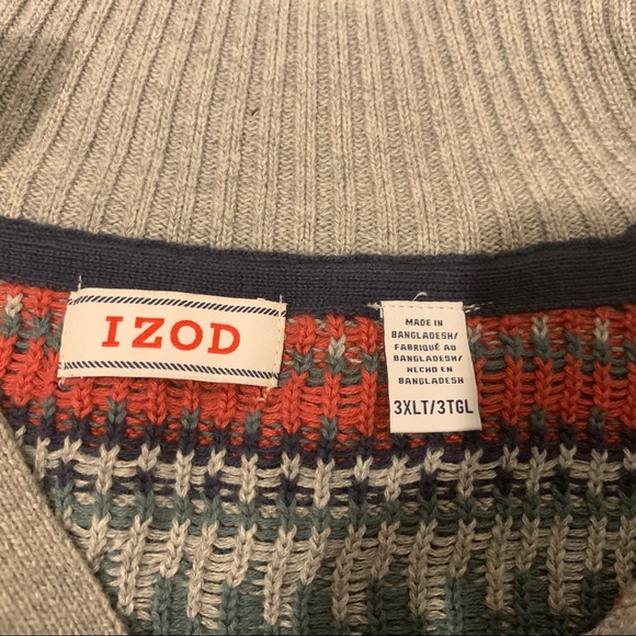 NWT Izod Fair Isle Mock Neck Men's Sweater 3XL - Picture 3 of 7